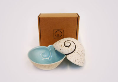 Boxed Aqua Spiral Bowl Image